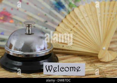 Welcome card con hotel bell Foto Stock