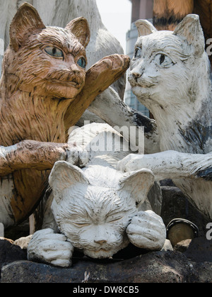 Cat statua Jalan Padungan città di Kuching Sarawak Borneo Malaysia Foto Stock