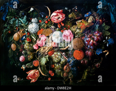 Ghirlanda di fiori e di frutti 1650 Jan Davidsz de Heem 1606 - 1684 Paesi Bassi Paesi Bassi Foto Stock