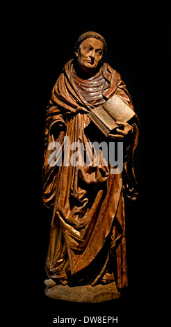 Saint moine ( Saint Bernard de Fontaine abbé de Clairvaux 1090 Dijon ) statua legno 1520 Cattedrale Strasburgo Francia - Francese Foto Stock