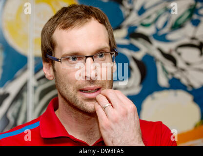 Praga, Repubblica Ceca. 3 Mar, 2014. parla ai media durante la Czech National Soccer team conferenza stampa prima della partita amichevole Repubblica Ceca vs. Norvegia, a Praga Repubblica Ceca, lunedì, 3 marzo 2014. © Vit Simanek/CTK foto/Alamy Live News Foto Stock