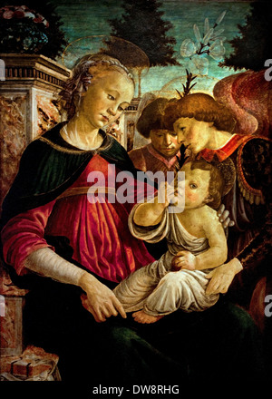 Sandro Botticelli (Firenze, 1445-1510) Madonna col Bambino e due angeli Italia Italiano Foto Stock