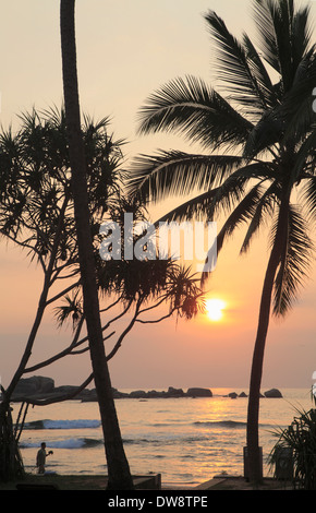 Sri Lanka, Hikkaduwa, Spiaggia, Tramonto, Foto Stock