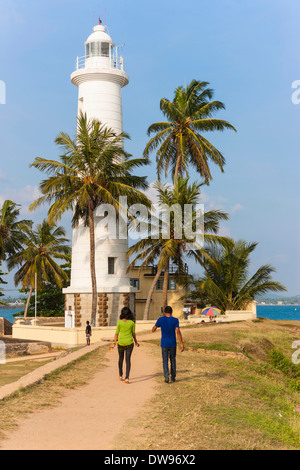 Lighthouse vicino la città di Galle, Fort Galle, Pettigalawatta Regione, Provincia Meridionale, Sri Lanka Foto Stock
