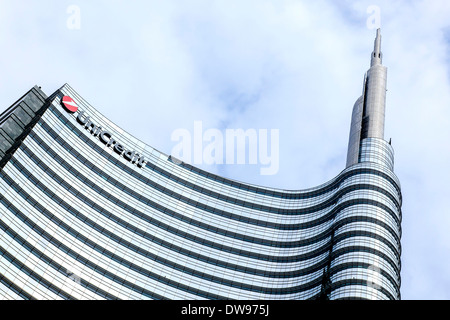 Torre di UniCredit, sede centrale della banca italiana UniCredit, Milano, Lombardia, Italia Foto Stock