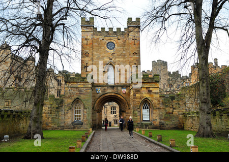 Ingresso al castello di Durham (University College Durham) della Contea di Durham, Inghilterra Foto Stock