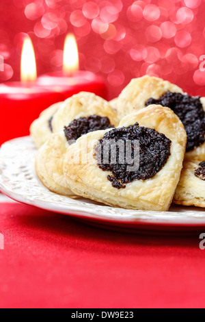 Semi di papavero i cookie nel cuore shapePoppy seme i cookie in forma di cuore Foto Stock