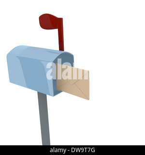 Cassetta postale con una busta, il concetto di comunicazione in 3D Foto Stock