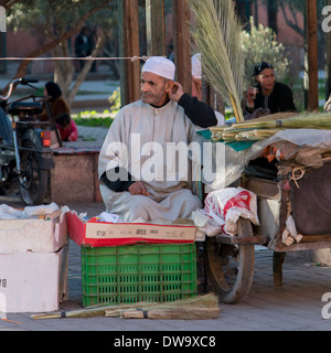 Uomo scope di vendita sulla strada, Mellah, Marrakech, Marocco Foto Stock