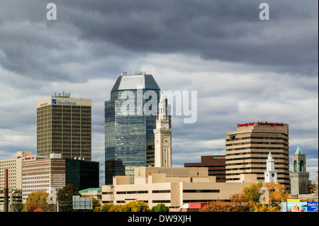 La città di Springfield, Massachusetts in una giornata autunnale Foto Stock