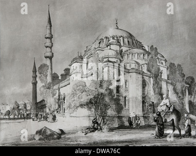 La Turchia. Istanbul. La Moschea di Suleymaniye. A seconda del disegno del coke Smith. Incisione di J.F. Lewis. Xix secolo. Foto Stock