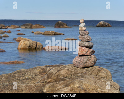 Cairn, Gävleborgs län, Golfo di Botnia, Svezia Foto Stock