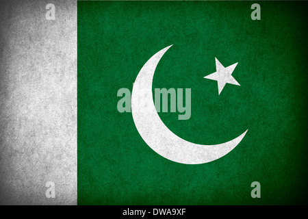 Bandiera del Pakistan o banner pakistano su carta ruvida consistenza configurazione Foto Stock