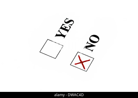 Votare per no, segno rosso nella casella n. Foto Stock