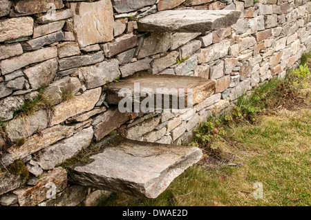 Gradini in pietra in stonewall Foto Stock