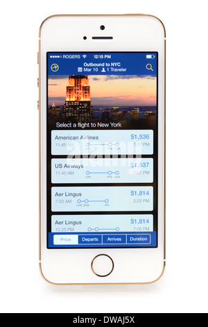 Expedia app installate su iPhone 5S, Apple App gratuita per iPhone 5 S Foto Stock