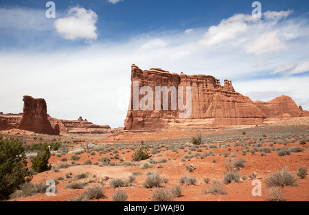 Parco Nazionale di Arches desert rock vista moab Utah Stati Uniti d'America Foto Stock