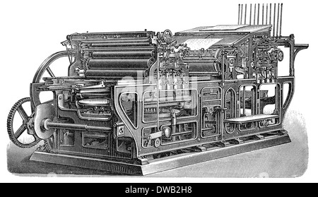 Illustrazione storica del XIX secolo, industriale stampa, Koenig & Bauer, Foto Stock