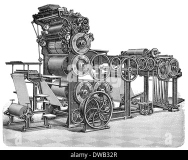 Illustrazione storica del XIX secolo, rotante del cilindro da stampa, Marinoni, Foto Stock