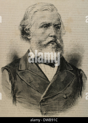 Austen Henry Layard (1817-1894). Archeologa inglese. Meglio conosciuta come l'escavatore di Nimrud e di Niniveh. Incisione. Foto Stock
