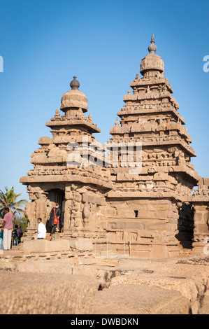 L' India , il Tamil Nadu , Mamallapuram , Mahabalipuram mandapas Kanchipuram Vishnu e Shiva Tempio Shore VII secolo , Sud Sud Foto Stock