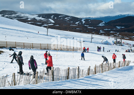 Gli istruttori dando lezioni sulle piste da sci a Cairngorm Mountain Ski Center da Aviemore, Cairngorms National Park, Scotland Regno Unito Foto Stock
