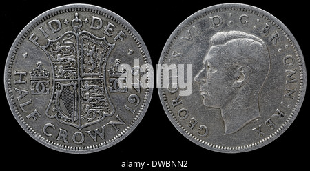 Mezza Corona coin, King George VI, UK, 1949 Foto Stock
