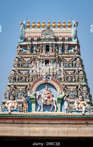 India Tamil Nadu Kanchipuram Sri Ekambaranathar Tempio Ekambareswarar templi indù Shiva 6 sesto secolo torre Bhoota Pancha exotic figura figure Foto Stock