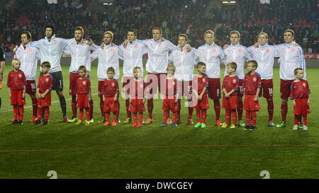 Praga, Repubblica Ceca. 5 Mar 2014. Norvegia National Soccer team porre prima il cordiale partita di calcio Repubblica Ceca vs. Norvegia, a Praga, Repubblica Ceca, mercoledì 5 marzo, 2014. Credito: Michal Kamaryt/CTK foto/Alamy Live News Foto Stock