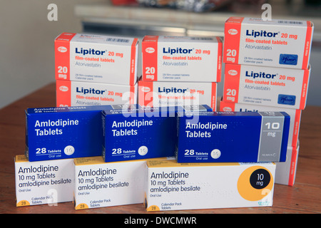 Regno Unito di scatole di lipitor una medicina di prescrizione Foto Stock