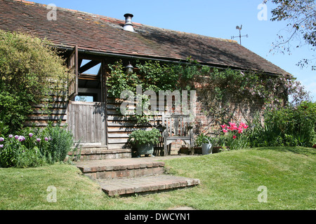 I tulipani accanto al Barn convertito Foto Stock