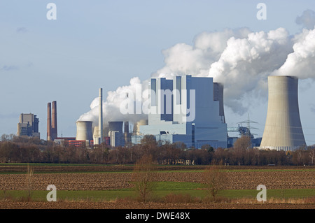 Impianti alimentati a lignite, Neurath, Renania settentrionale-Vestfalia (Germania). Foto Stock