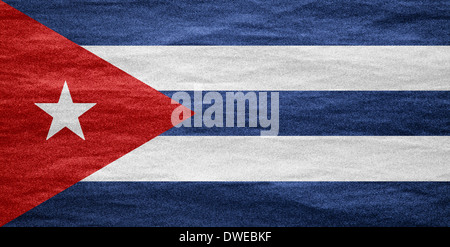 Bandiera di Cuba o banner cubano su tela texture Foto Stock