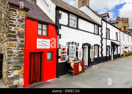 La più piccola casa in Gran Bretagna sul porto a Conwy, Galles del Nord, Regno Unito Foto Stock