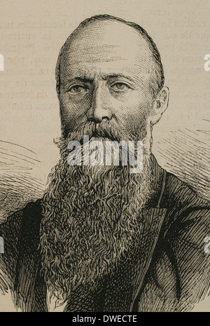 Augustus Le Plongeon (1825-1908) fotografo angloamericano e antiquario. Ritratto. Incisione. Foto Stock