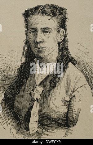 Alicia Le Plongeon. Moglie di archeologo dilettante Augustus Le Plongeon (1825-1908). Incisione. Foto Stock