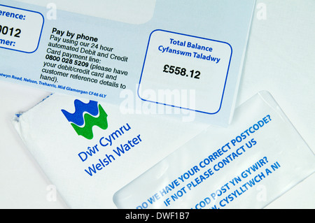 Acqua gallese Dwr Cymru bolletta dell'acqua. Foto Stock