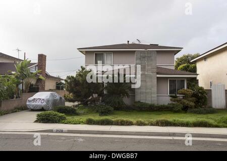 Los Angeles, California, USA. 7 Mar 2014. Il residence di Dorian S. Nakamoto nel Tempio City, California, è visto venerdì 7 marzo 2014. Nakamoto, identificato dalla rivista Newsweek come il fondatore di Bitcoin. Credito: Ringo Chiu/ZUMAPRESS.com/Alamy Live News Foto Stock