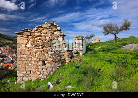 Rovine del castello bizantino di Nea Epidavros (Epidauro), Argolide (Argolide), Peloponneso e Grecia. Foto Stock