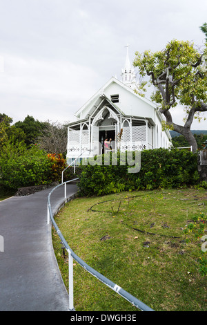 Il dipinto di chiesa (St. Benedetto la Chiesa cattolico romana). Honaunau, Big Island, Hawaii, Stati Uniti d'America. Foto Stock