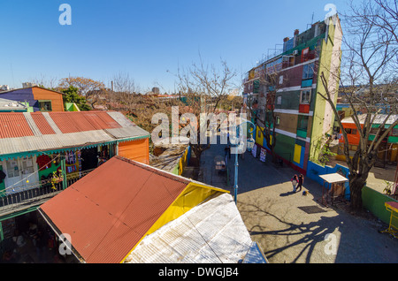 Vista di Caminito a La Boca quartiere di Buenos Aires, Argentina Foto Stock