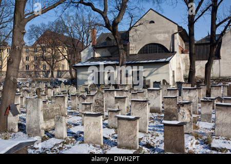 Il vecchio Remu ebraica'h cimitero e alla Sinagoga del quartiere Kazimierz nella città di Cracovia in Polonia Foto Stock