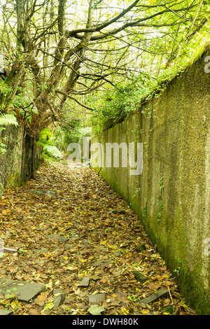 Il percorso del tram che portava l'ardesia proveniente da cave in nantlle Valley a Caernarfon, Gwynedd, Wales, Regno Unito. Foto Stock