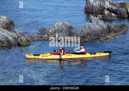 Penisola di Giens, kayak di mare, Hyeres Var, Francia Foto Stock