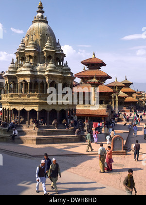 Durbar Square di Patan a Kathmandu in Nepal. Patan Durbar Square è situato al centro della città di Lalitpur Foto Stock