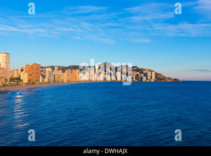 Benidorm Alicante Playa de Levante beach sunset in Spagna Comunità Valenciana Foto Stock