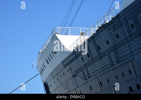 Inchino e denominato dettaglio della Queen Mary, 1936 art deco Cunard ocean liner Foto Stock