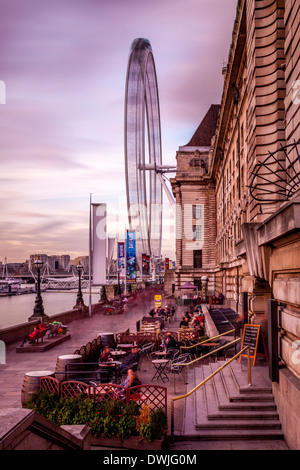 County Hall e la EDF Energy London Eye, Londra, Inghilterra Foto Stock