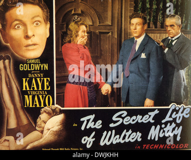 La vita segreta di Walter Mitty 1947 Samuel Goldwyn Company film con Virginia Mayo, Danny Kaye e Boris Karloff a destra Foto Stock