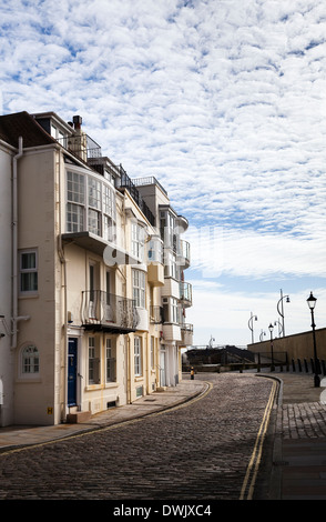 Strade acciottolate intorno al vecchio Portsmouth. Foto Stock